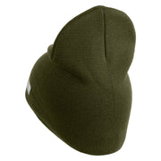 U.S. Army 75 Ranger Regiment Symbol Embroidered 8 Inch Solid Knit Short Beanie Made in USA - Olive OSFM