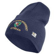 U.S. Army 75 Ranger Regiment Symbol Embroidered 8 Inch Solid Knit Short Beanie Made in USA - Navy OSFM