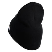 U.S. Army 75 Ranger Regiment Symbol Embroidered 8 Inch Solid Knit Short Beanie Made in USA - Black OSFM