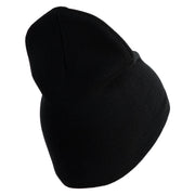 U.S. Army 75 Ranger Regiment Symbol Embroidered 8 Inch Solid Knit Short Beanie Made in USA - Black OSFM