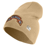 U.S. Army 75th Ranger Regiment Symbol Embroidered 8 Inch Solid Knit Short Beanie Made in USA - Stone OSFM
