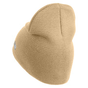 U.S. Army 75th Ranger Regiment Symbol Embroidered 8 Inch Solid Knit Short Beanie Made in USA - Stone OSFM