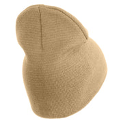 U.S. Army 75th Ranger Regiment Symbol Embroidered 8 Inch Solid Knit Short Beanie Made in USA - Stone OSFM