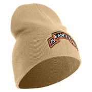 U.S. Army 75th Ranger Regiment Symbol Embroidered 8 Inch Solid Knit Short Beanie Made in USA - Stone OSFM