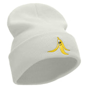 Banana Smile Embroidered 12 Inch Long Knitted Beanie