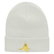 Banana Smile Embroidered 12 Inch Long Knitted Beanie