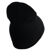 U.S. Army 75th Ranger Regiment Symbol Embroidered 8 Inch Solid Knit Short Beanie Made in USA - Black OSFM