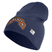 U.S. Army 75th Ranger Regiment Symbol Embroidered 8 Inch Solid Knit Short Beanie Made in USA - Navy OSFM