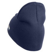 U.S. Army 75th Ranger Regiment Symbol Embroidered 8 Inch Solid Knit Short Beanie Made in USA - Navy OSFM