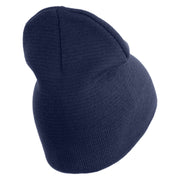 U.S. Army 75th Ranger Regiment Symbol Embroidered 8 Inch Solid Knit Short Beanie Made in USA - Navy OSFM