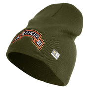 U.S. Army 75th Ranger Regiment Symbol Embroidered 8 Inch Solid Knit Short Beanie Made in USA - Olive OSFM