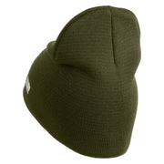 U.S. Army 75th Ranger Regiment Symbol Embroidered 8 Inch Solid Knit Short Beanie Made in USA - Olive OSFM