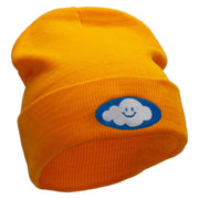 Smile Cloud Embroidered 12 Inch Long Knitted Beanie