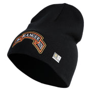 U.S. Army 75th Ranger Special Troops Battalion Symbol Embroidered 8 Inch Solid Knit Short Beanie Made in USA - Black OSFM