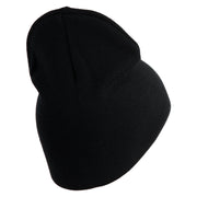 U.S. Army 75th Ranger Special Troops Battalion Symbol Embroidered 8 Inch Solid Knit Short Beanie Made in USA - Black OSFM