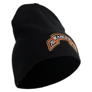 U.S. Army 75th Ranger Special Troops Battalion Symbol Embroidered 8 Inch Solid Knit Short Beanie Made in USA - Black OSFM
