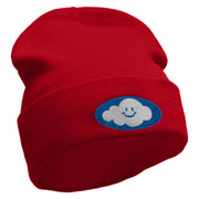 Smile Cloud Embroidered 12 Inch Long Knitted Beanie