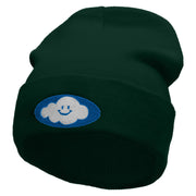 Smile Cloud Embroidered 12 Inch Long Knitted Beanie