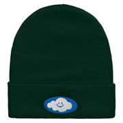 Smile Cloud Embroidered 12 Inch Long Knitted Beanie