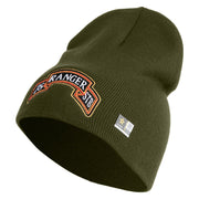 U.S. Army 75th Ranger Special Troops Battalion Symbol Embroidered 8 Inch Solid Knit Short Beanie Made in USA - Olive OSFM