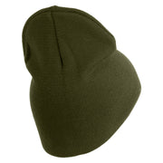 U.S. Army 75th Ranger Special Troops Battalion Symbol Embroidered 8 Inch Solid Knit Short Beanie Made in USA - Olive OSFM