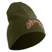 U.S. Army 75th Ranger Special Troops Battalion Symbol Embroidered 8 Inch Solid Knit Short Beanie Made in USA - Olive OSFM