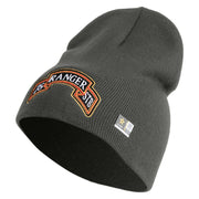 U.S. Army 75th Ranger Special Troops Battalion Symbol Embroidered 8 Inch Solid Knit Short Beanie Made in USA - Charcoal OSFM