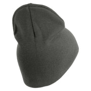 U.S. Army 75th Ranger Special Troops Battalion Symbol Embroidered 8 Inch Solid Knit Short Beanie Made in USA - Charcoal OSFM