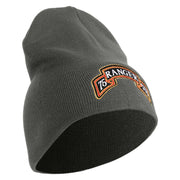 U.S. Army 75th Ranger Special Troops Battalion Symbol Embroidered 8 Inch Solid Knit Short Beanie Made in USA - Charcoal OSFM