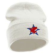 Patriotic Eagle Star Embroidered 12 Inch Long Knitted Beanie