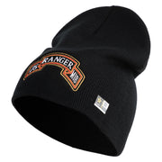 U.S. Army 75th Ranger Military Intelligence Battalion Symbol Embroidered 8 Inch Solid Knit Short Beanie Made in USA - Black OSFM
