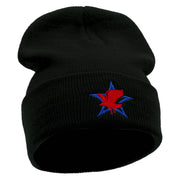 Patriotic Eagle Star Embroidered 12 Inch Long Knitted Beanie