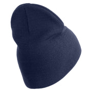 U.S. Army 75th Ranger Military Intelligence Battalion Symbol Embroidered 8 Inch Solid Knit Short Beanie Made in USA - Navy OSFM