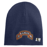 U.S. Army 75th Ranger Military Intelligence Battalion Symbol Embroidered 8 Inch Solid Knit Short Beanie Made in USA - Navy OSFM