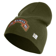 U.S. Army 75th Ranger Military Intelligence Battalion Symbol Embroidered 8 Inch Solid Knit Short Beanie Made in USA - Olive OSFM