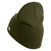 U.S. Army 75th Ranger Military Intelligence Battalion Symbol Embroidered 8 Inch Solid Knit Short Beanie Made in USA - Olive OSFM