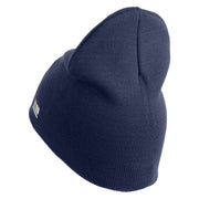 U.S. Army 1st Ranger Battalion Symbol Embroidered 8 Inch Solid Knit Short Beanie Made in USA - Navy OSFM