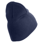U.S. Army 1st Ranger Battalion Symbol Embroidered 8 Inch Solid Knit Short Beanie Made in USA - Navy OSFM