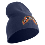 U.S. Army 1st Ranger Battalion Symbol Embroidered 8 Inch Solid Knit Short Beanie Made in USA - Navy OSFM