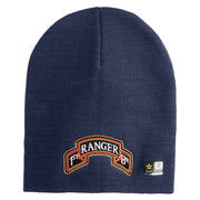 U.S. Army 1st Ranger Battalion Symbol Embroidered 8 Inch Solid Knit Short Beanie Made in USA - Navy OSFM