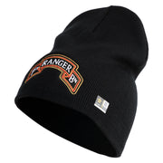 U.S. Army 1st Ranger Battalion Symbol Embroidered 8 Inch Solid Knit Short Beanie Made in USA - Black OSFM