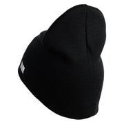 U.S. Army 1st Ranger Battalion Symbol Embroidered 8 Inch Solid Knit Short Beanie Made in USA - Black OSFM
