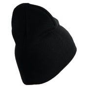 U.S. Army 1st Ranger Battalion Symbol Embroidered 8 Inch Solid Knit Short Beanie Made in USA - Black OSFM