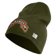 U.S. Army 1st Ranger Battalion Symbol Embroidered 8 Inch Solid Knit Short Beanie Made in USA - Olive OSFM