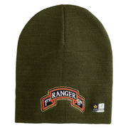 U.S. Army 1st Ranger Battalion Symbol Embroidered 8 Inch Solid Knit Short Beanie Made in USA - Olive OSFM