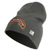 U.S. Army 1st Ranger Battalion Symbol Embroidered 8 Inch Solid Knit Short Beanie Made in USA - Charcoal OSFM