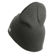 U.S. Army 1st Ranger Battalion Symbol Embroidered 8 Inch Solid Knit Short Beanie Made in USA - Charcoal OSFM