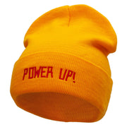 Power Up Embroidered 12 inch Acrylic Cuffed Long Beanie