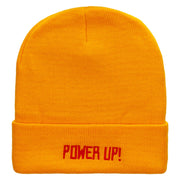 Power Up Embroidered 12 inch Acrylic Cuffed Long Beanie