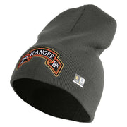 U.S. Army 2nd Ranger Battalion Symbol Embroidered 8 Inch Solid Knit Short Beanie Made in USA - Charcoal OSFM